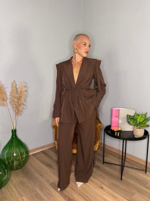 tailleur fusciacca in vita pantalone palazzo