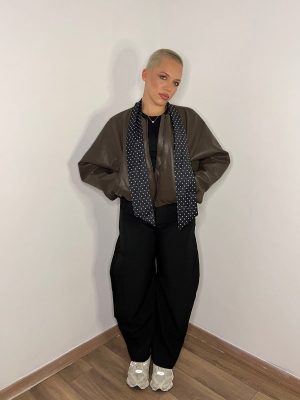 pantalone vita alta rigido balloon