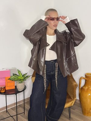 CHIODO SIMIL PELLE OVERSIZE